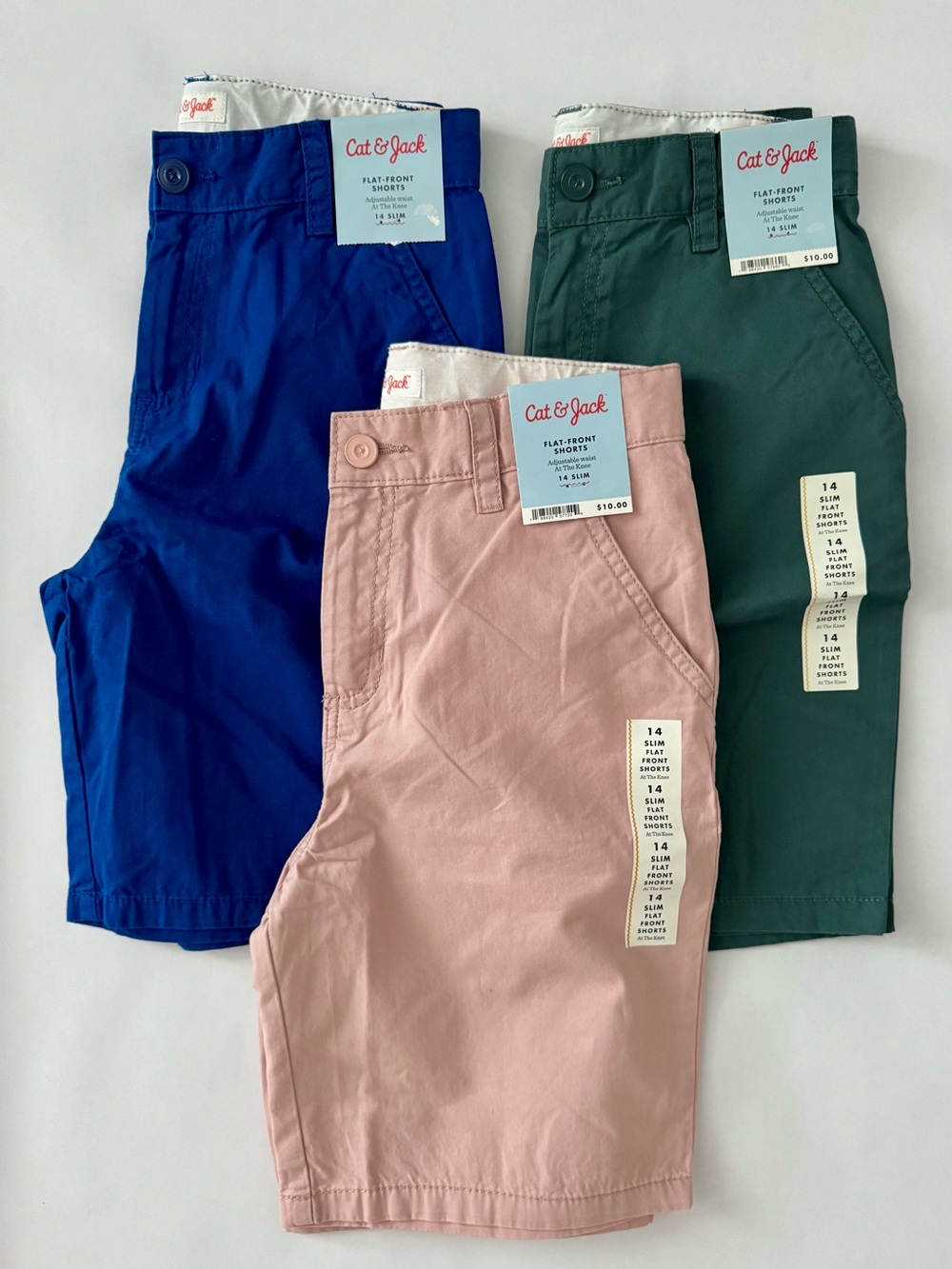 Cat & Jack Boys' Flat-Front Shorts - Blue, Salmon & Green Trio